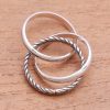 Combination Pattern Sterling Silver Band Ring